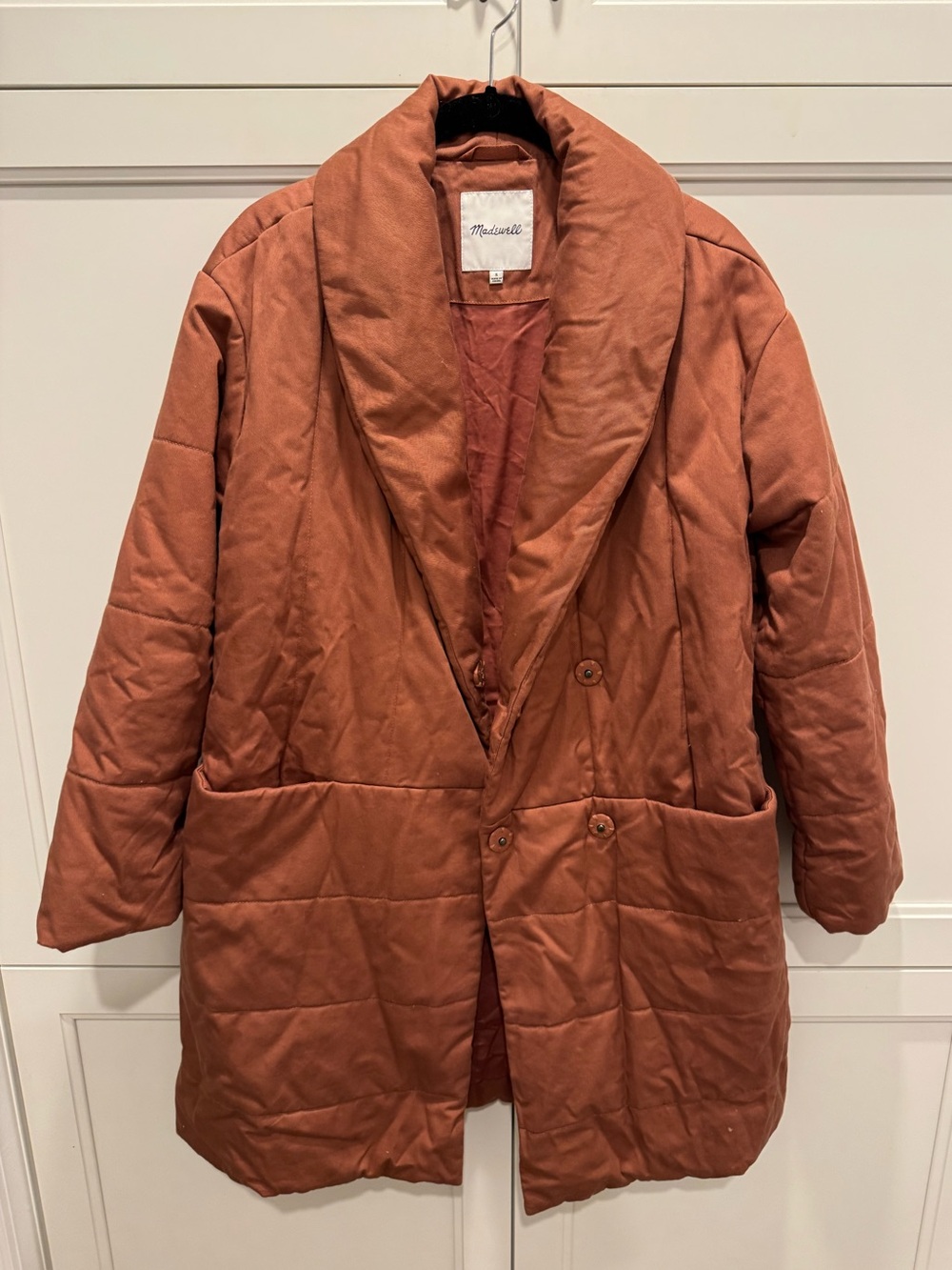 Madewell Rust Quilted Shawl-Collar Coat